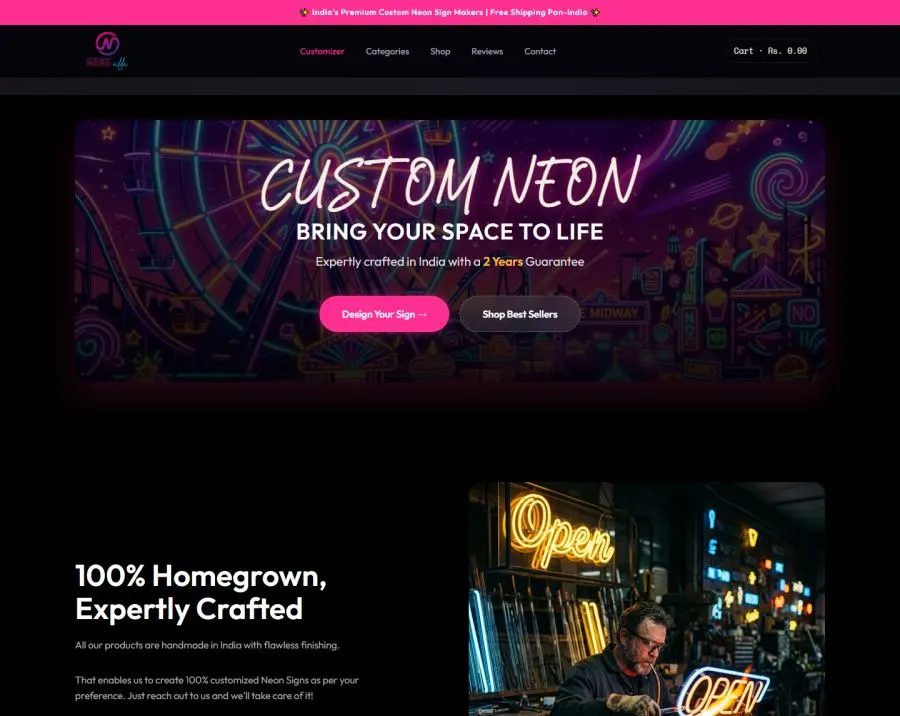 Screenshot of the Neon Adda website
