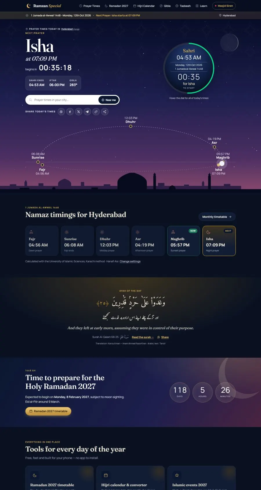 Screenshot of the Ramzan Special website